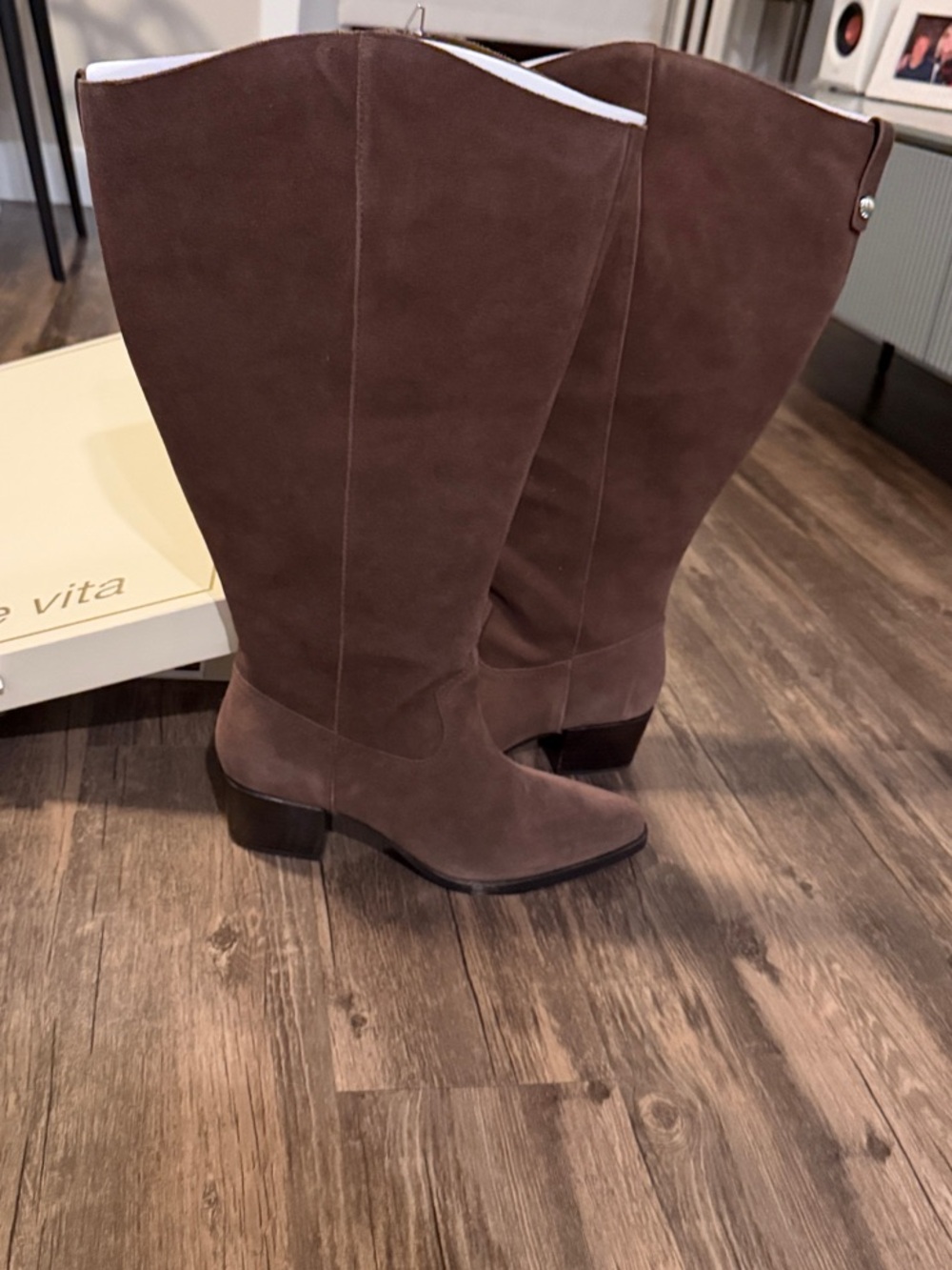 Dolce Vita Tall Suede Western Boots - Brown